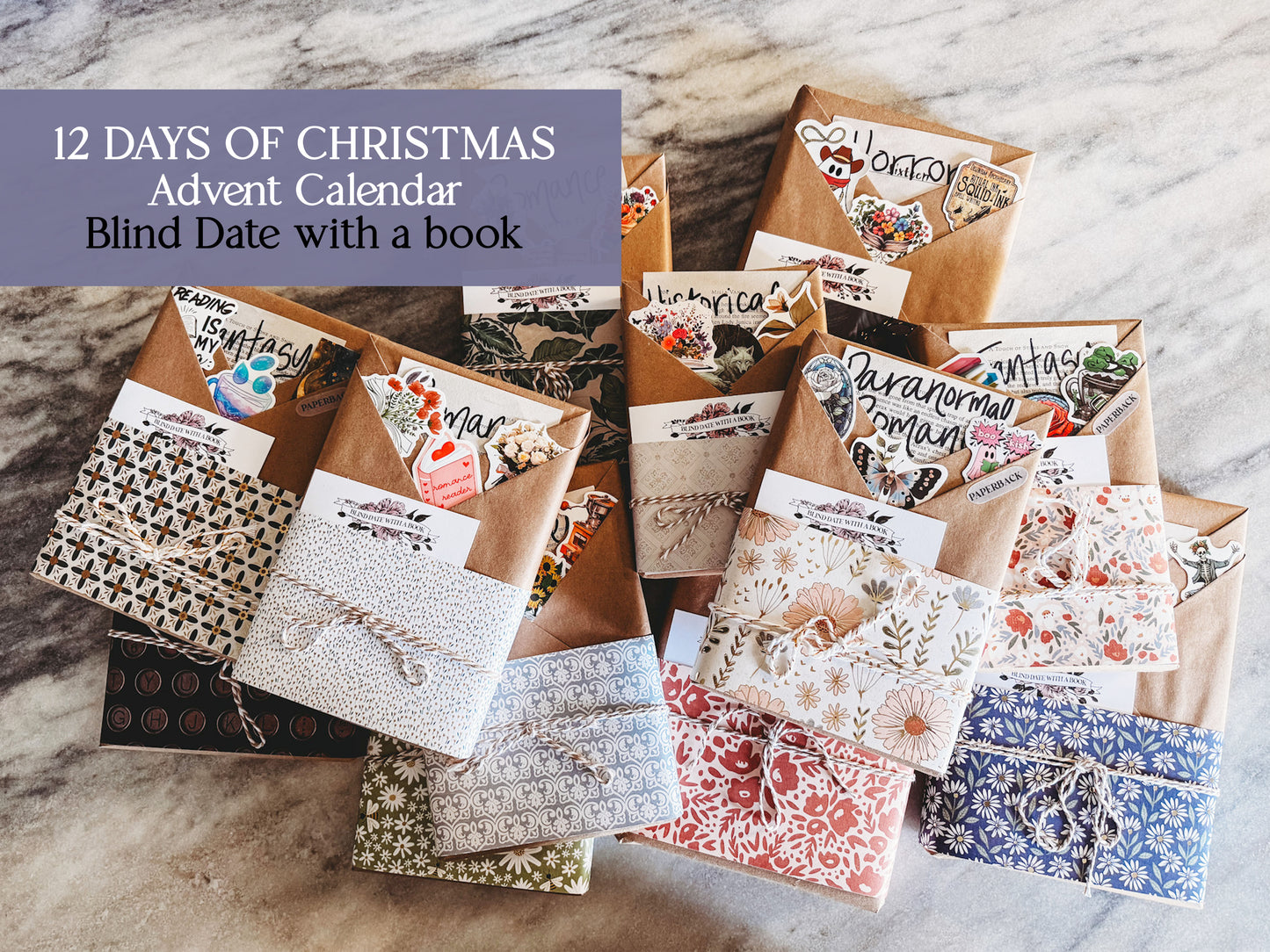 Bookish Advent Calendar- 12 days of reading | choose between 4 or 12 wrapped books