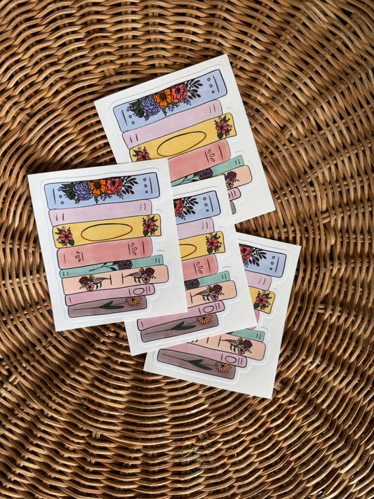 Floral Bookshelf Kiss Cut Sticker