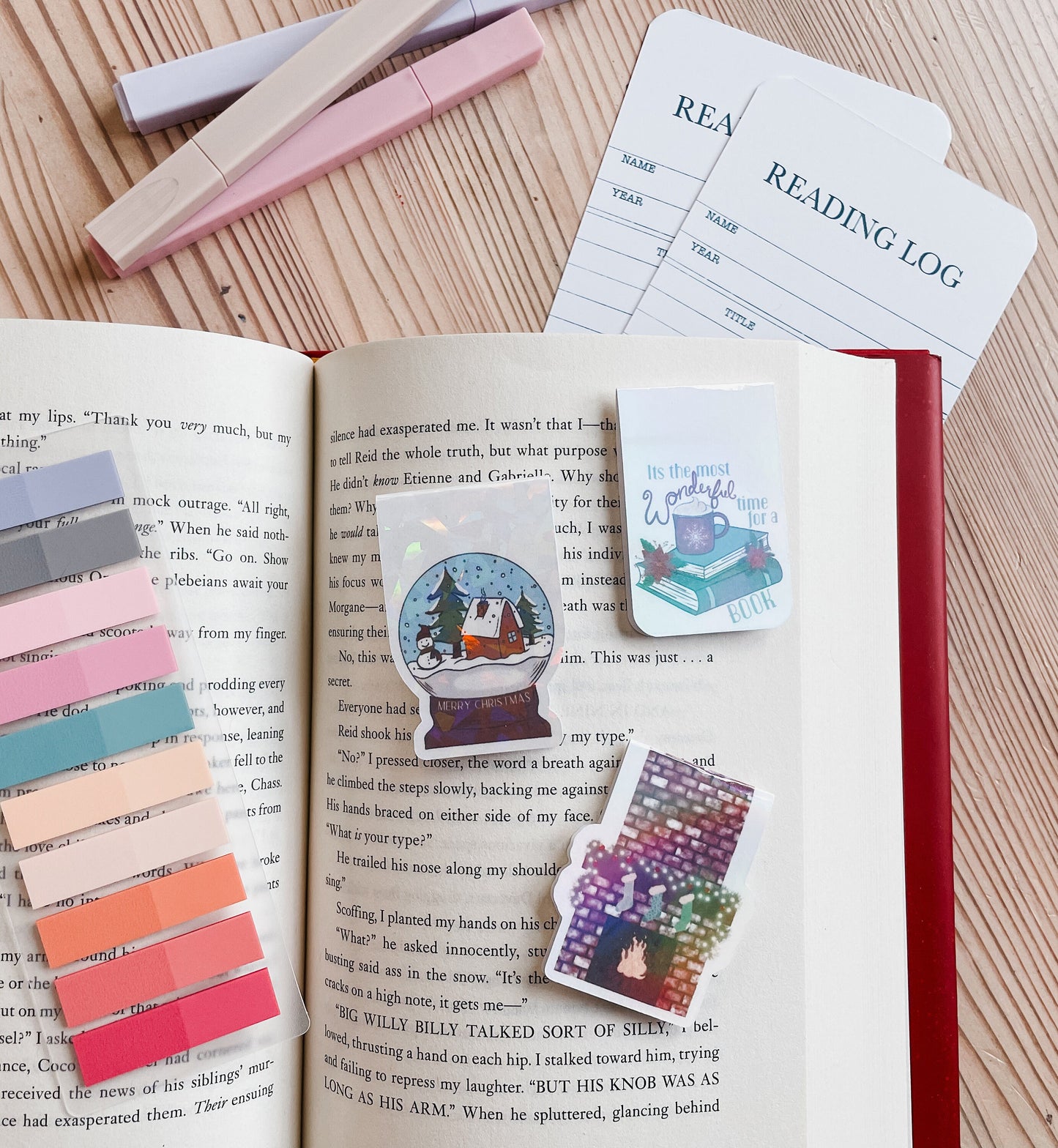 Holiday Magnetic Bookmarks | Christmas Snowglobe | Fireplace | It's the Most Wonderful Time of the year for books