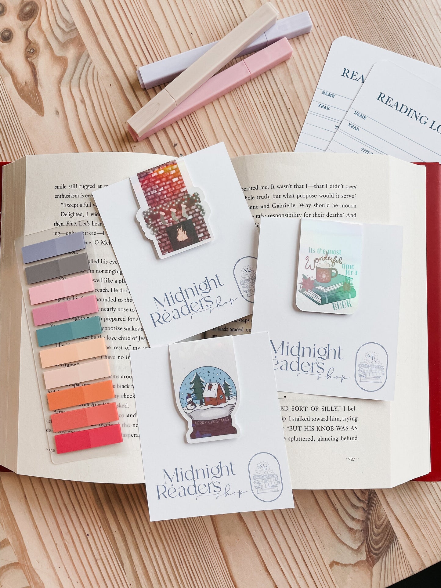 Holiday Magnetic Bookmarks | Christmas Snowglobe | Fireplace | It's the Most Wonderful Time of the year for books