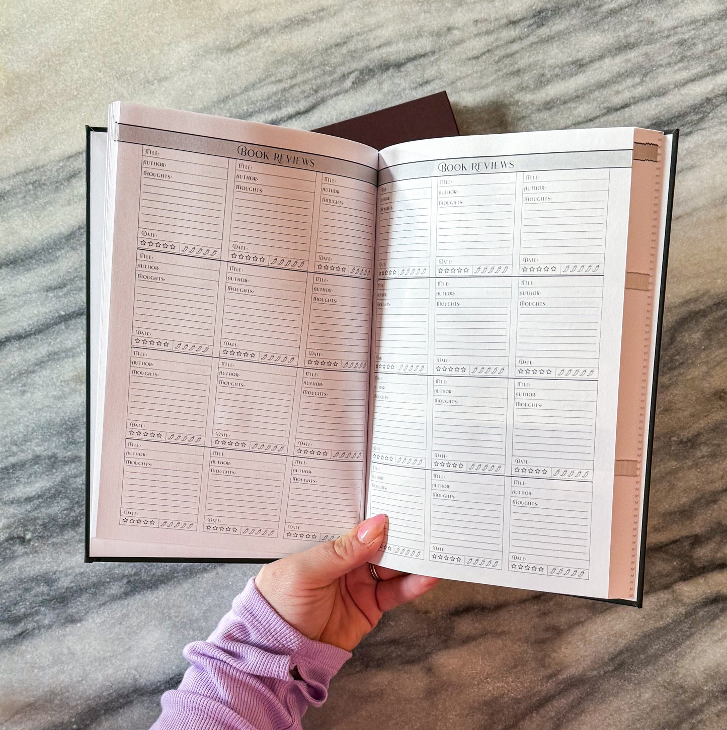 Reading Journal with 2-page Reviews, star rating, spice level and narration- Hardback | Simple Cover | Minimalist cover | Dark Red | Green