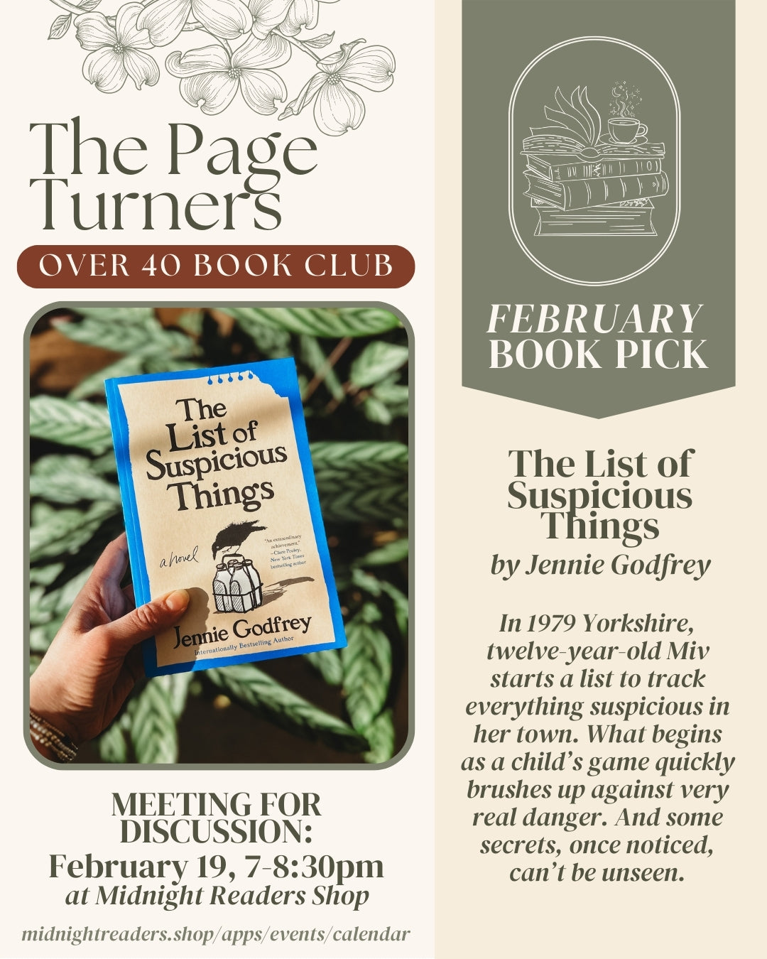 The Page Turners Over 40 Book Club - The List of Suspicious Things Meeting