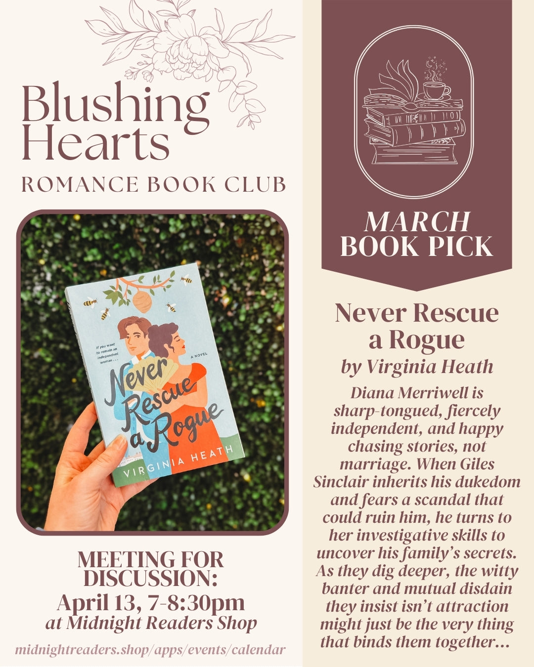 Blushing Hearts Romance Book Club - Never Rescue a Rogue Meeting