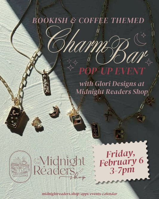 Bookish & Coffee Themed Charm Bar Pop-Up Event with Glori Designs