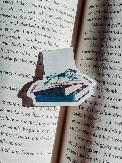 Broken Glasses on Books Magnetic Bookmark