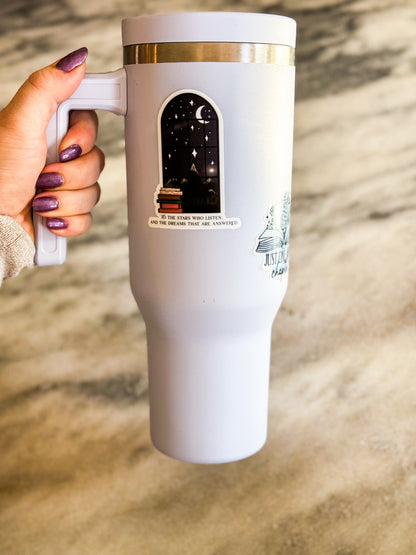 To the Stars who listen and the dreams that are answered | Book Sticker | Book design Night sky | ACOTAR Quotes