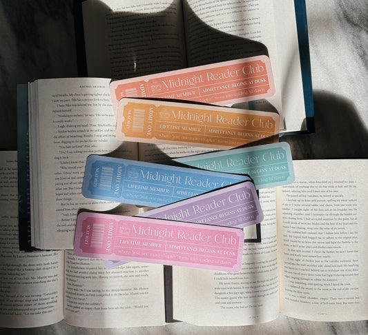 Midnight Reader Club Bookmark | Pastel Color Ticket Design | Spring Pastel Bookmark Pack