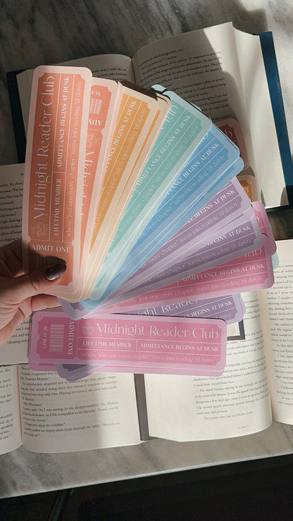 Midnight Reader Club Bookmark | Pastel Color Ticket Design | Spring Pastel Bookmark Pack