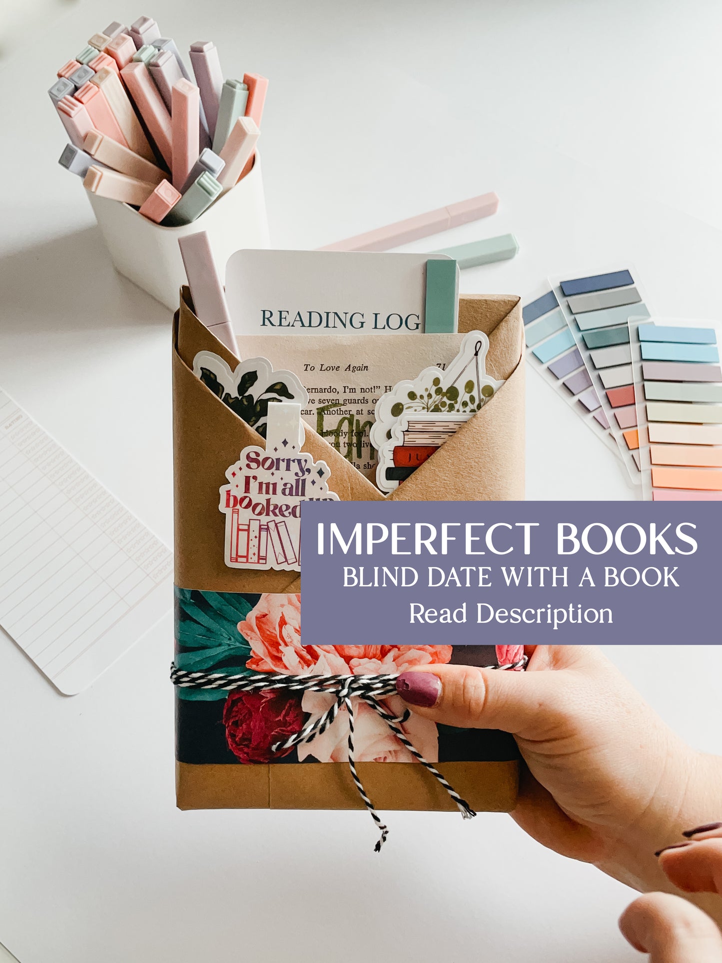 IMPERFECT BOOKS + Mass Market PBs-Blind date with a book with stickers, handmade magnetic bookmark, bookmark log, annotating tabs and more | Hard Cover | Soft Cover