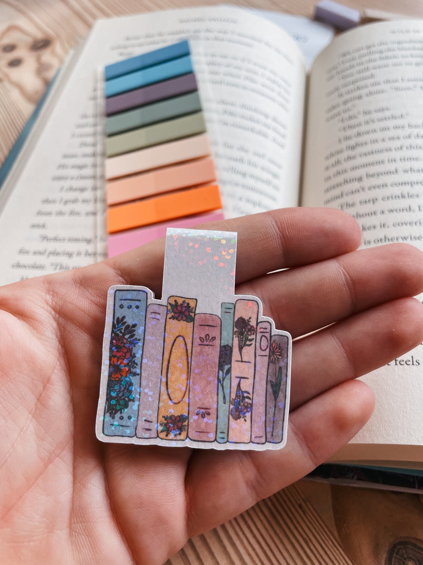 Floral Bookshelf Magnetic Bookmark | Cute Bookmarks | Floral Bookmark | Bookish Gift | Holographic | Modern Bookmarks