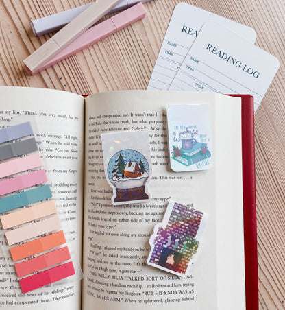Holiday Magnetic Bookmarks | Christmas Snowglobe | Fireplace | It's the Most Wonderful Time of the year for books