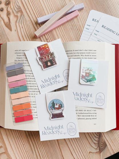 Holiday Magnetic Bookmarks | Christmas Snowglobe | Fireplace | It's the Most Wonderful Time of the year for books