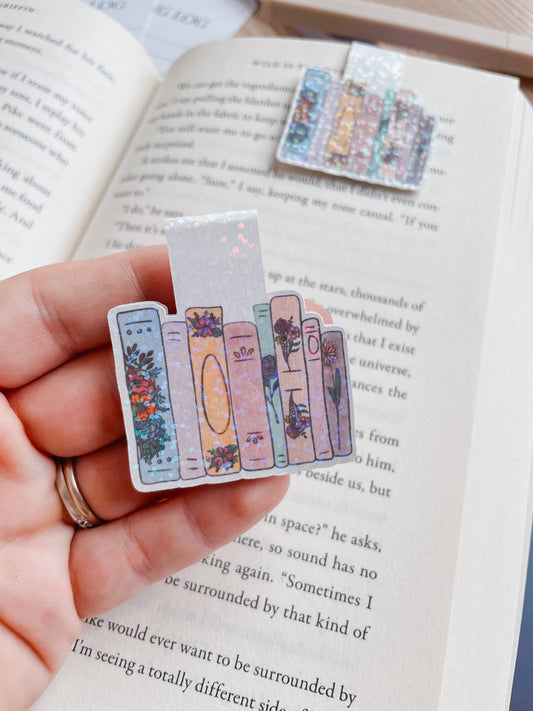 Floral Bookshelf Magnetic Bookmark | Cute Bookmarks | Floral Bookmark | Bookish Gift | Holographic | Modern Bookmarks