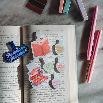 Romance Reader Magnetic Bookmarks | Romance tropes | Candy Hearts | A Book a Day Keeps Reality Away