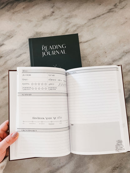 Reading Journal with 2-page Reviews, star rating, spice level and narration- Hardback | Simple Cover | Minimalist cover | Dark Red | Green